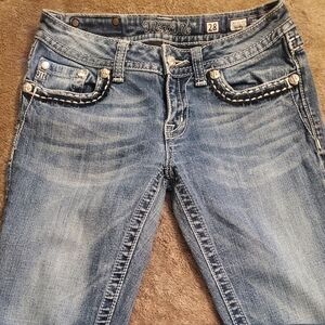 Women’s Miss Me Distressed Embellished Skinny Jeans Sz 28x31" Inseam JE5351S5R